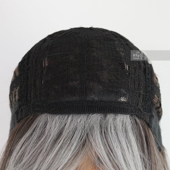 Dark Roots Silver Ombre Wavy Wig with Bangs | Mothers Day Gift | Ororo - Picture 5 of 6